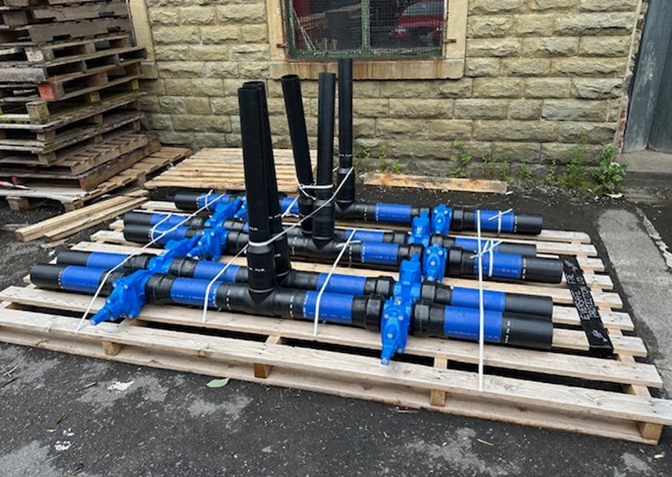 AVK PE tailed gate valves arrive on site ready assembled