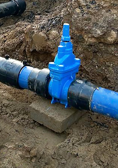 PE tailed gate valve installation by Woodford's in Oxford