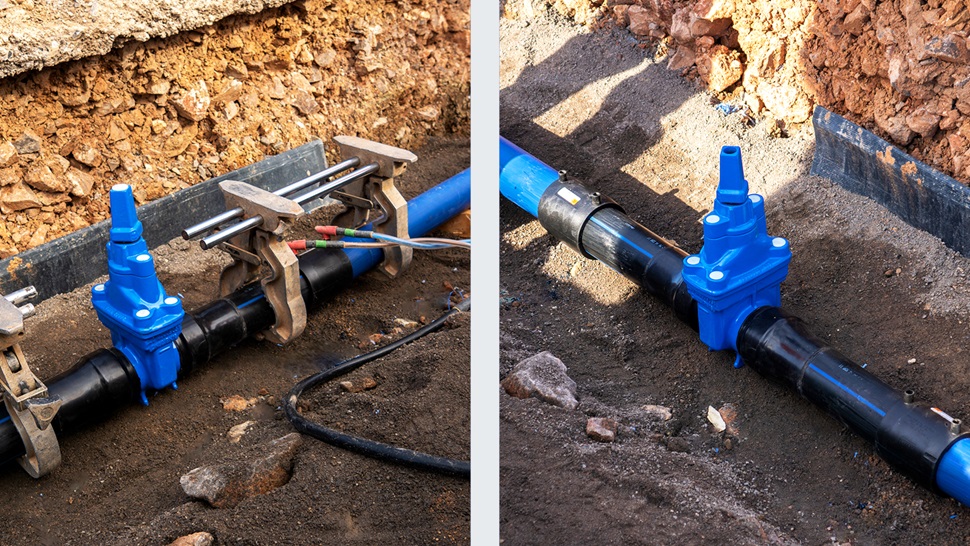PE Tailed Gate Valves case study installation saving installation time while removing leak paths