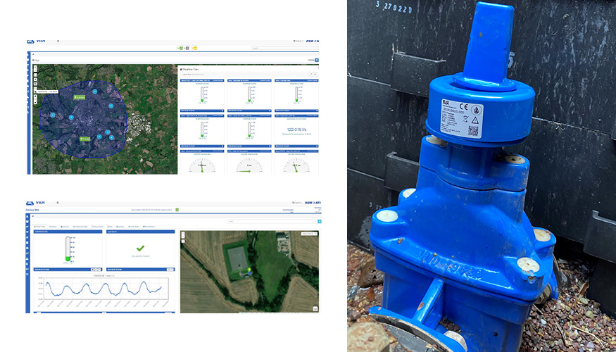 Smart Water Gate Valve with a VIDI positioner and VIDI data display of activity in network