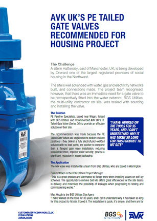 AVK Series 36 89 PE Tailed Gate Valve recommended for housing project case study download