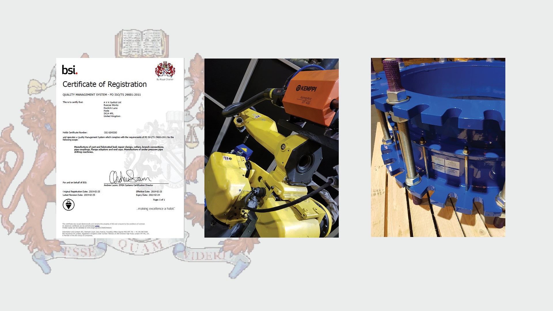 TS Standard AVK Syddal Hyde fittings certificate