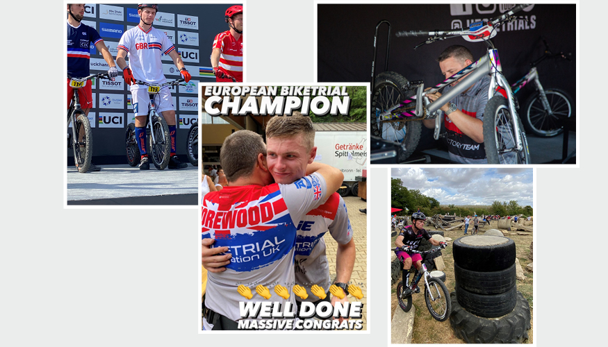 Robin Morewood and son Adam, sponsored by AVK UK, Bike Trials European Elite Champion 2022