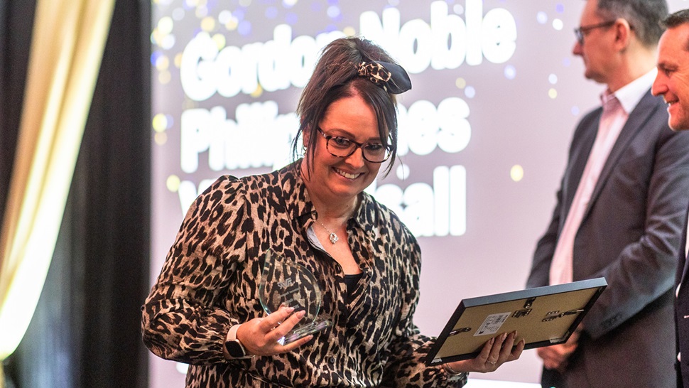 Vicki Halsall from AVK Hyde receiving her award