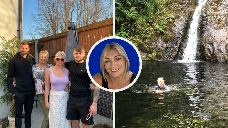 Debbie Jackson with family and swimming. Business development manager fittings