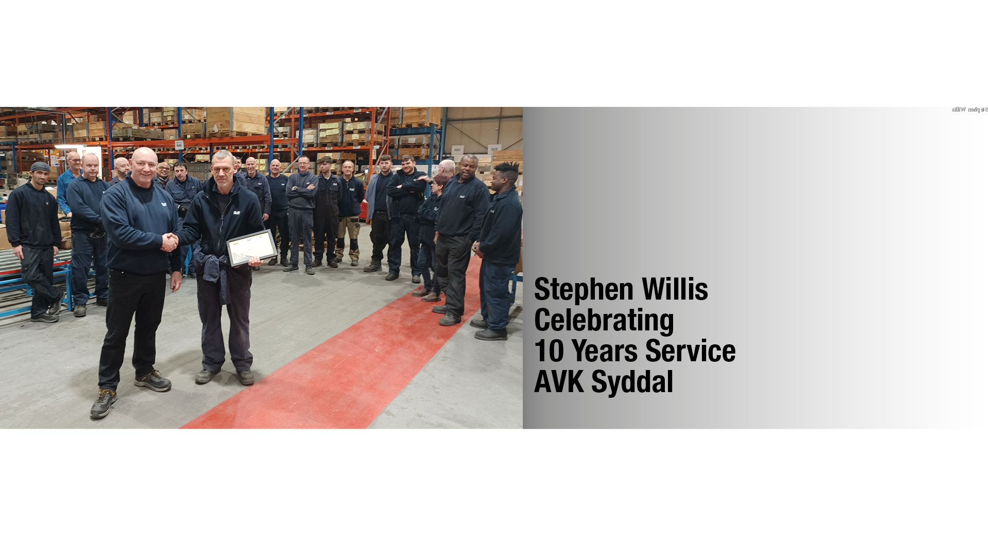 Stephen Willis of AVK Syddal celebrates 10 years service